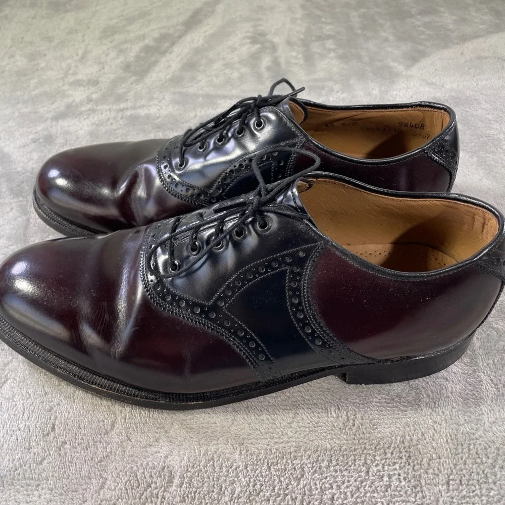 Johnston Murphy Oxford Dress Shoes Mens 8.5 Burgundy Black Leather Office Career